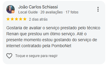 Avaliação Google PomboNet 2